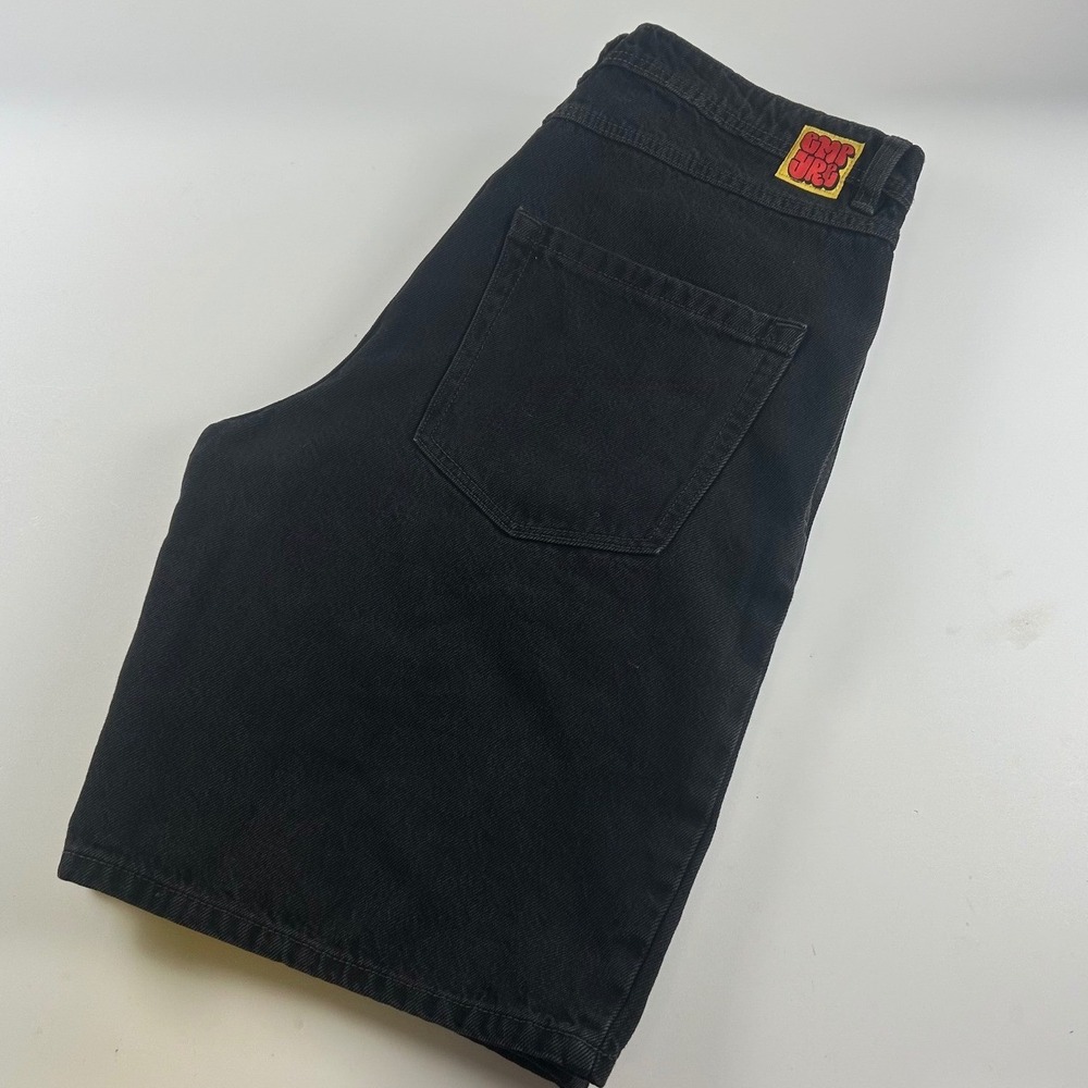Empyre Mens 32 Y2K Baggy Loose Fit Denim Shorts Black Skate Embroidered Logo